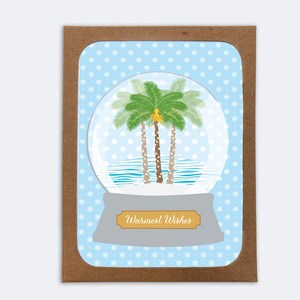 Dreaming of Goa Holiday Card (boîte de 8) | 8 cartes vierges à l’intérieur avec 8 enveloppes | Palmier dans snow globe | Souhaits les plus chaleureux | Joyeuses Fêtes