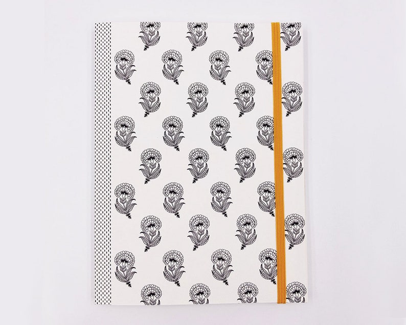 Block Print Recycled Journal With Elastic Band Notebook Sketchbook
