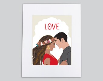 Love Art Print 3 | 8"x10" Final size with mat: 11”x14 | recycled felt paper | Illustration