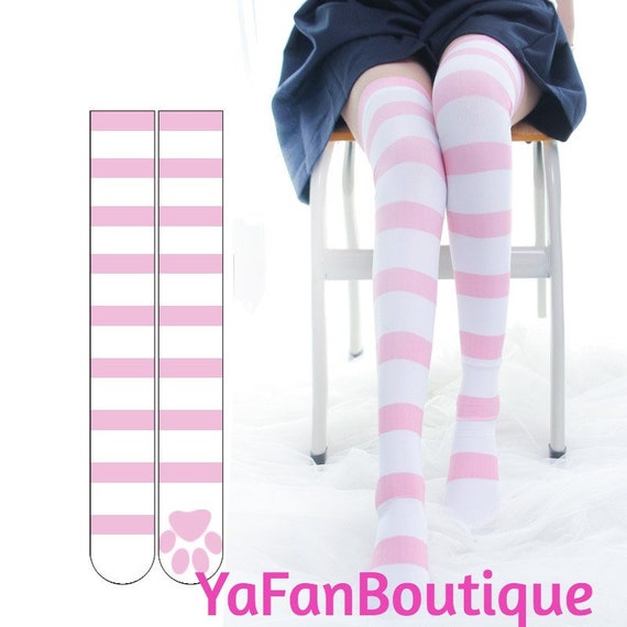 Thigh High Socks Pink Thigh High Socks Cute Cat Paw Pad Socks for Girls Women 3D Kitten Claw Stockings Lolita Cat Cosplay