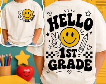 Hello 1st Grade SVG, PNG, First Day Of School, Font for Customization Is Included (Digital Download)