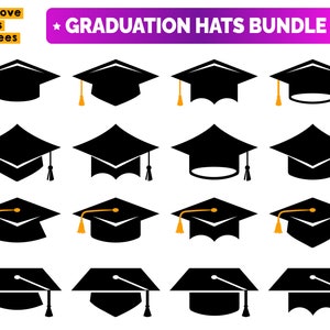 Graduation Cap Svg, Graduation Cap Png, Graduation Hat Svg Bundle, Grad Cap Clipart, Senior, Graduate,  Cricut, Silhouette, Sublimation