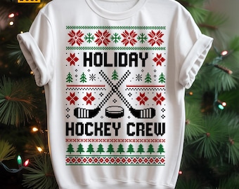 Holiday Hockey Crew Svg, Png, Hockey Ugly Christmas Sweater Svg, Hockey Days Shirt Svg, Hockeymas Svg, for Sublimation, Cricut, Silhouette