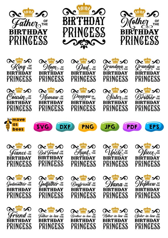 Birthday Princess Svg Birthday Princess Family Bundle Svg | Etsy