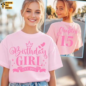 15th Birthday Girl Svg, 15th Birthday Shirt Svg, Est 2011 Svg, Chapter 15 Svg, Pink, White, Black, for Cricut, Silhouette, Sublimation