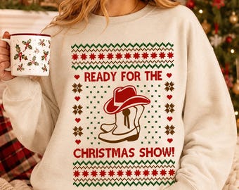 Ready For The Christmas Show SVG, PNG, Drill Team Boots, Ugly Sweater Shirt (Digital Download)