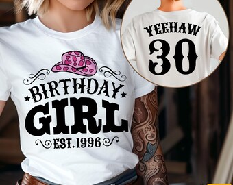 30th Birthday Girl Svg, Png, Women Birthday Shirt Svg, Est 1996 Svg, Cowgirl, Western, Country Design for Cricut, Sublimation