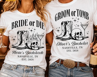 Bachelorette Party SVG, PNG, Bride or Die, Groom or Tomb, Bachelor Party, Matching Design (Digital Download)