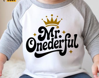 Mr. Onederful Svg, 1st Birthday Boy Svg, Boy Birthday Shirt Svg, First Birthday Boy Svg, Eps, Dxf, Png, Pdf, for Cricut, Sublimation, HTV
