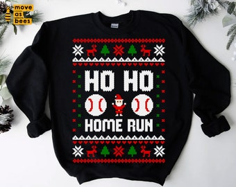 Ho Ho Home Run Svg, Baseball Ugly Sweater Svg, Funny Christmas Shirt Svg, Christmas Baseball Svg, Dxf, Png Sublimation, Cricut, Silhouette