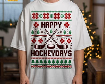 Happy Hockeydays Ugly Christmas Sweater Sports Design Sublimation File