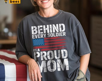 Behind Every Soldier Is A Proud Mom Svg, Png, Army Mom Svg, American Flag, Military Mom Shirt Svg, Dog Tag, Custom Name, Cricut, Sublimation