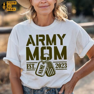 Army Mom Svg, Png, Personalized Army Mom Shirt With Custom Name on Dog Tag & Year, Army Mom Shirt Svg, for Cricut, Sublimation