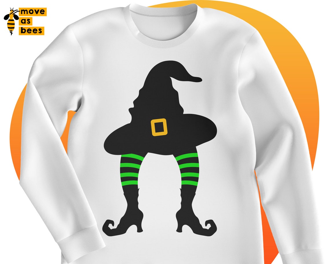 Funny Halloween Svg Bow Witch Legs with Hat Svg Girl | Etsy