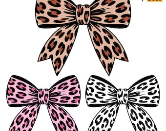 Leopard Coquette Bow Svg, Png, Cheetah Preppy Bow Svg, Girly, Instant Download, for Cricut, Sublimation