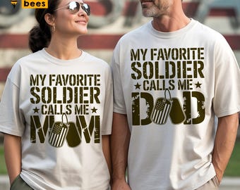 Army Mom + Dad Svg, Png, My Favorite Solder Calls Me Mom Svg, Png, Army Dad Shirt Svg,  Military Parents Svg, Personalize Dog Tag with Name