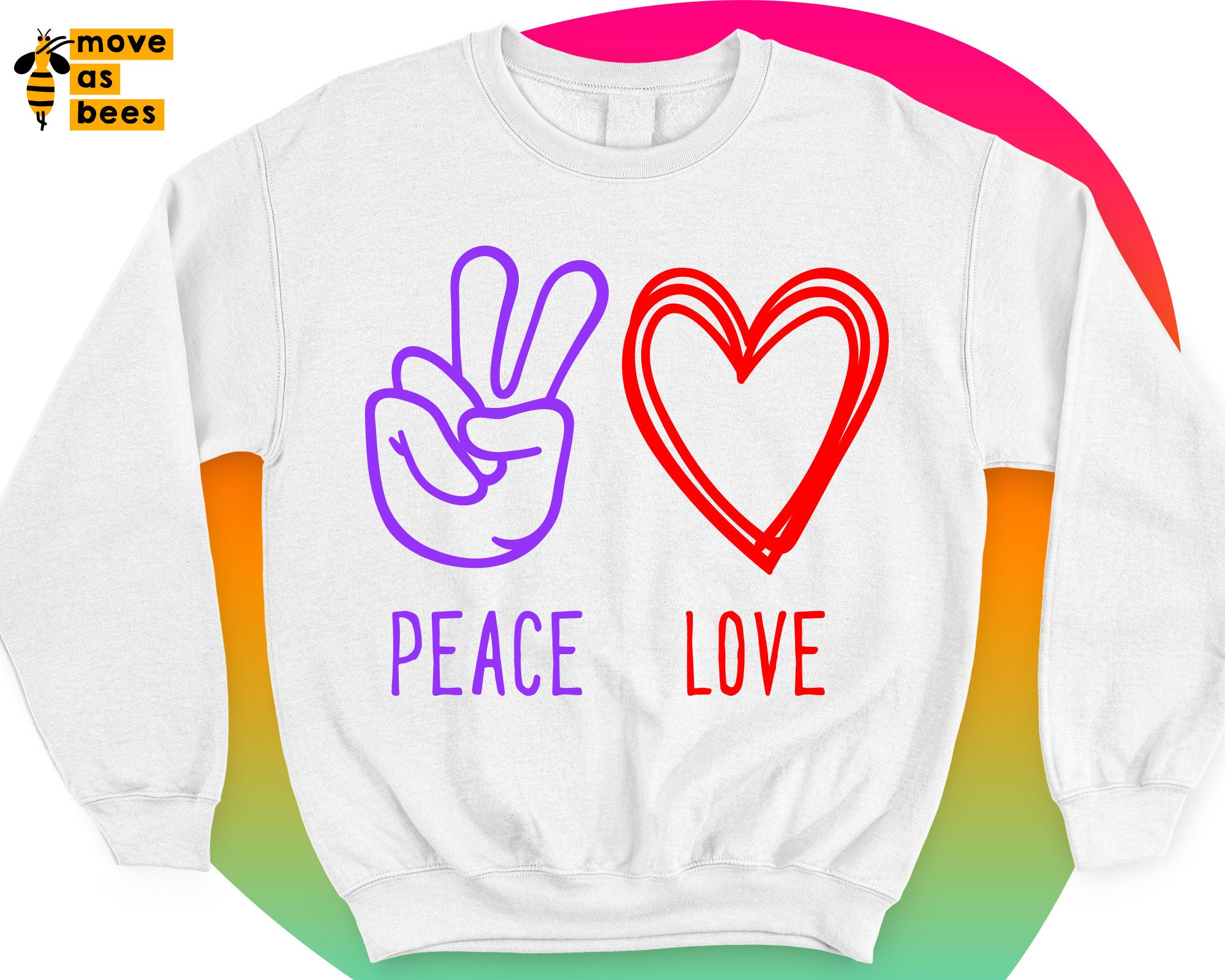 Peace Love Svg Valentine's Shirt Svg Design With Hand and | Etsy