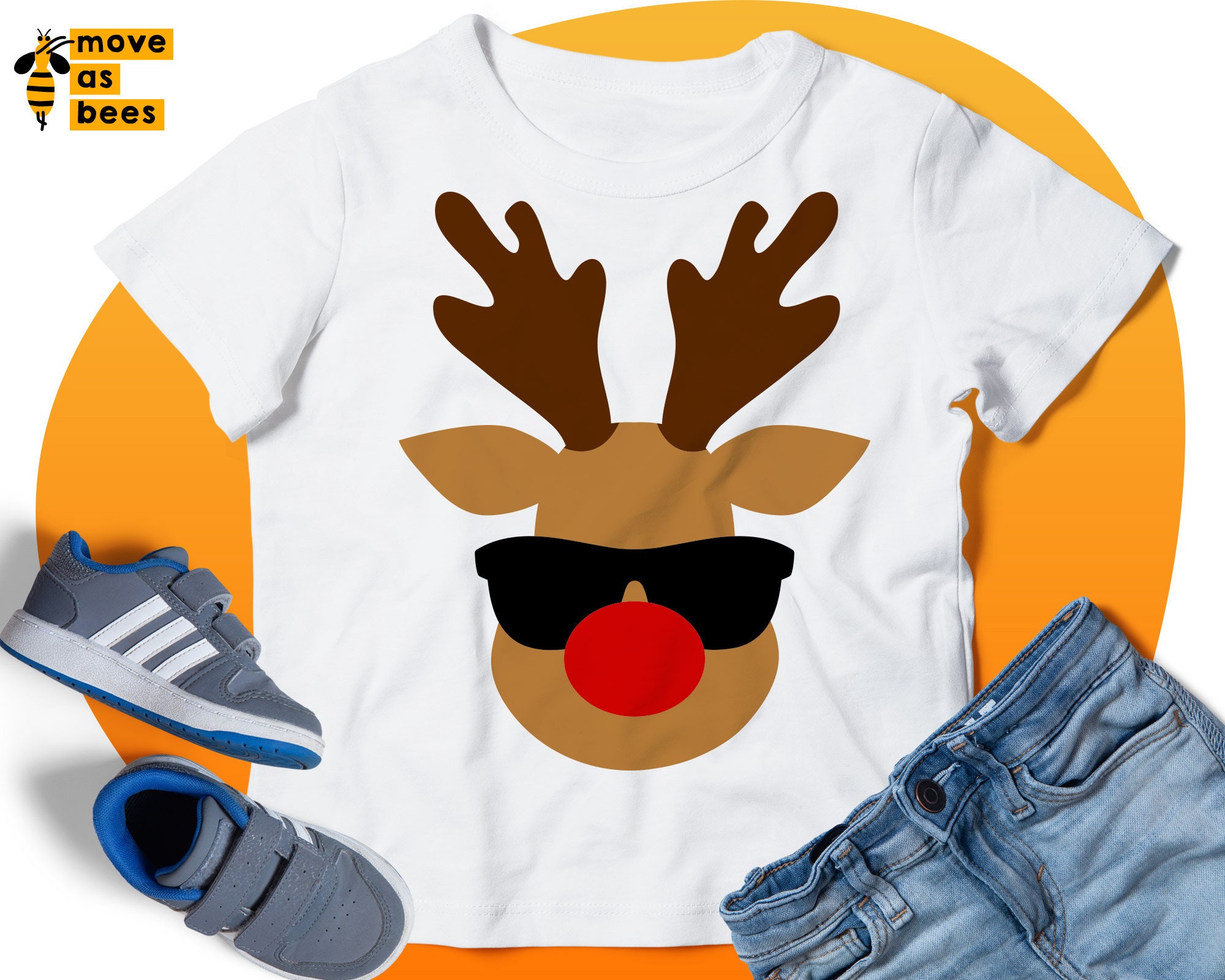 Cool Rudolph Svg Red Nose Reindeer Sunglasses Svg Cute Baby - Etsy