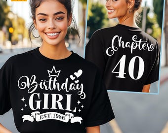 40th Birthday Girl SVG, PNG, Est 1986 Svg, Chapter 40, Pink, Blue, White, Black