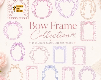 Bow Frame SVG, PNG, Preppy, Coquette, Cottagecore Border (Digital Download)