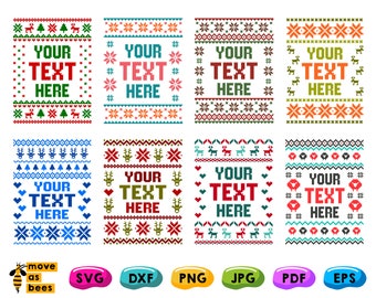 Ugly Sweater Svg Bundle Svg, PNG, 8 Templates + Ugly Sweater Font Svg for Cricut, Silhouette Dxf, Vinyl Cutters, Sublimation, Printer, HTV