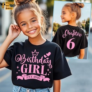 6e anniversaire fille Svg, 6e anniversaire chemise Svg, Est 2020 Svg, Svg chapitre 6, rose, bleu, blanc, noir, recto/verso, pour Cricut, sublimation
