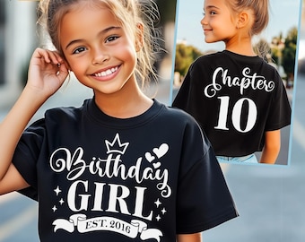 10th Birthday Girl Svg, 10th Birthday Shirt Svg, Est 2016 Svg, Chapter 10 Svg, Pink, White, Black, for Cricut, Silhouette, Sublimation