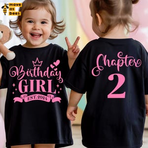 2nd Birthday Girl Svg, 2nd Birthday Shirt Svg, Est 2024 Svg, Chapter Two Svg, Pink, White, Black, for Cricut, Silhouette, Sublimation