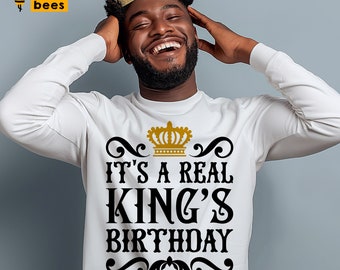 Cumpleaños de un verdadero rey (Svg, Png), Cumpleaños de rey (Svg), Niño, Hombre, Papá, Padre, Abuelo (Svg), Camiseta de cumpleaños de hombre (Svg), Cricut, Sublimación