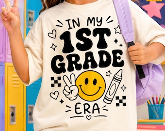 Watch Out First Grade Here I Come Svg, Png, Smiley, Checker, Kindergarten Graduation 2025 Svg, Back To School Svg, Kids 1st Grade Shirt Svg