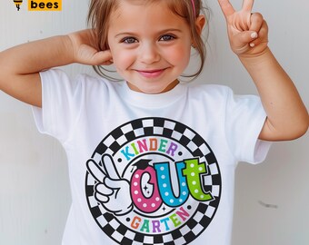 Kindergarten Graduate SVG, PNG, Peace Out Kindergarten Svg, Checkered Trendy, Last Day Of Kindergarten Graduation Svg for Cricut Sublimation