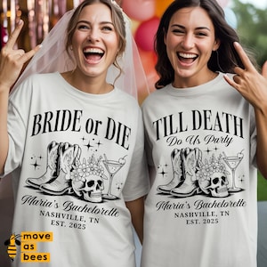 Bride Or Die + Till Death Do Us Party Svg, Png, Despedida de soltera Svg, Diseños de camisetas a juego para novia y damas de honor, Personalizar con nombre