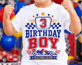 3rd Birthday Boy SVG, PNG, Racing Club, Race Car Theme Shirt (Digital Download)