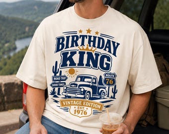 Birthday King PNG, SVG, Vintage Edition 1976 (Font for Any Year Included), Man Shirt, Digital Download