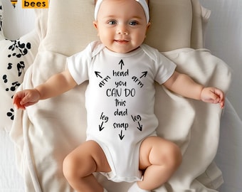You Can Do It Dad Svg, Png, Newborn Bodysuit Instruction, Funny Gift for New Father Svg, Baby Suit Svg, Arms, Head, Legs, Snap