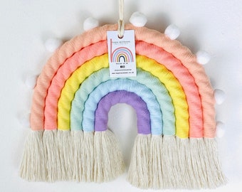 Macrame Rainbow Hanging Nursery and Kids Room Decor Scandi Rope Rainbow