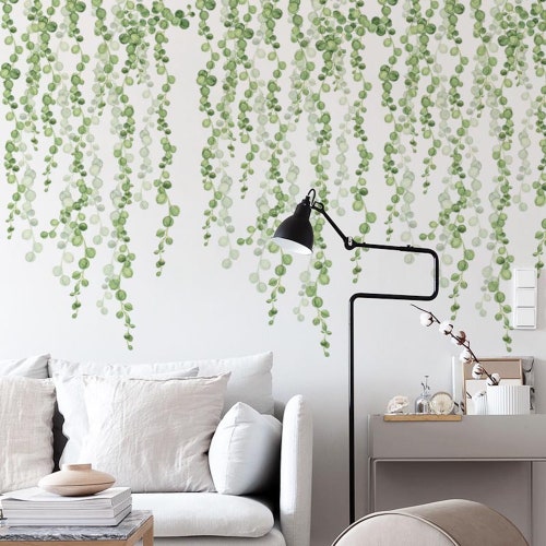 Sage Green Leaves Wall Decals Greenery Wall Stickers Boho Etsy
