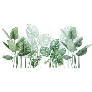 Feuilles vertes Sticker mural Stickers amovibles Boho Decor Plantes vertes émeraude