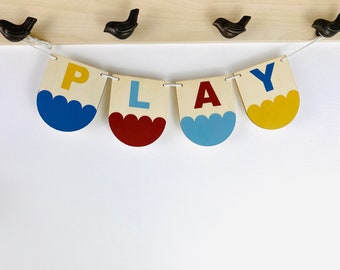 Crèche En Bois Bunting Cadeau Personnalisé Enfants Chambre Décor Nom Bannière Baby Shower Cadeau