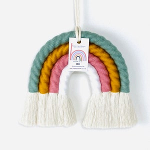 Macrame Rainbow Wall Hanging, Boho Cotton Nursery Decor