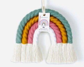 Macrame Rainbow Wall Hanging, Boho Cotton Nursery Decor