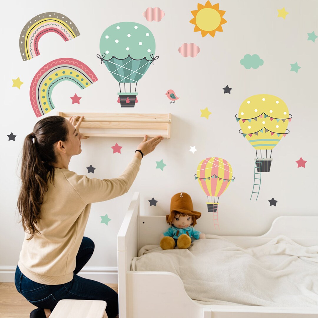 Rainbows and Hot Air Balloons Wall Decals Removable Stickers Etsy UK