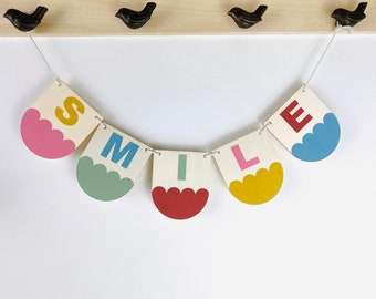 Crèche En Bois Bunting Cadeau Personnalisé Enfants Chambre Décor Nom Bannière Baby Shower Cadeau