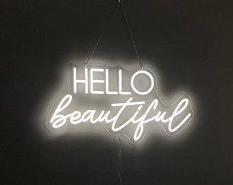 Hello beautiful Neon Sign, Bridal Party Neon Sign, Bridal Neon Sign, Modern Home Decor, Modern Neon, Cute Compliment Sign, Girly