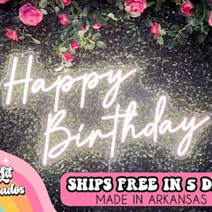 Happy Birthday Neon Sign, Birthday Neon Sign, Neon Party Backdrop, Party Neon Sign, Customized Neon Sign, Personalizable Neon Sign, Birthday