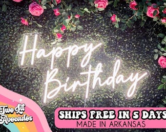 Happy Birthday Neon Sign, Birthday Neon Sign, Neon Party Backdrop, Party Neon Sign, Customized Neon Sign, Personalizable Neon Sign, Birthday
