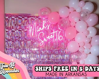 Enseigne néon Sweet 16, néon personnalisé, enseigne néon ados, décoration de fête sweet 16, néon personnalisé, enseigne néon anniversaire ado, enseigne sweet 16