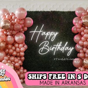 Happy Birthday Neon Sign, Birthday Neon Sign, Neon Party Backdrop, Party Neon Sign, Customized Neon Sign, Personalizable Neon Sign, Birthday