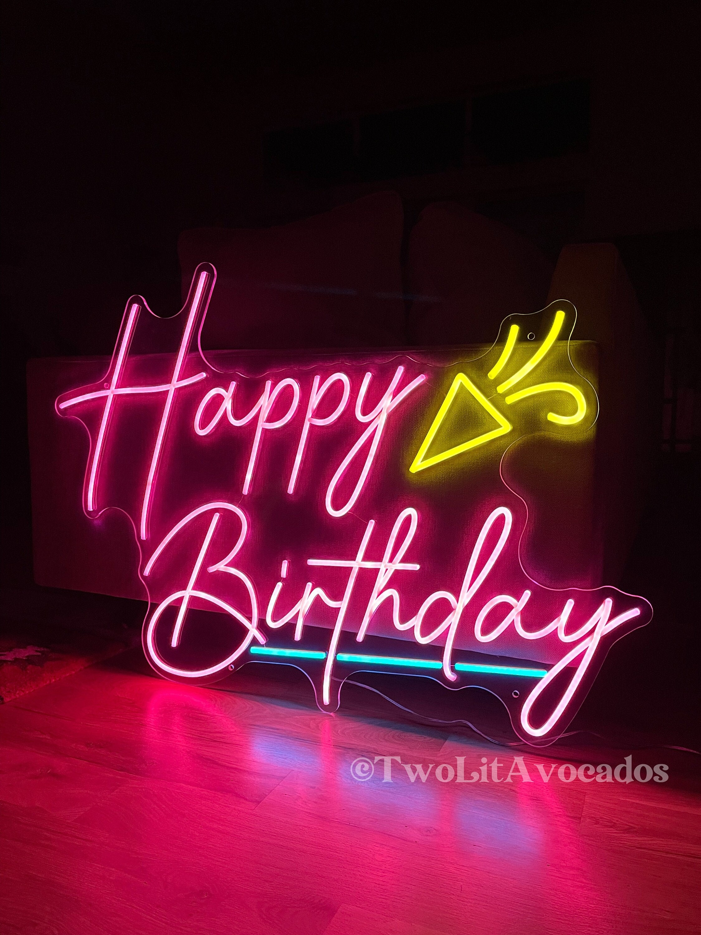 ネオンサイン Happy Brithday LEDネオン看板 ウォームホワイト 店内