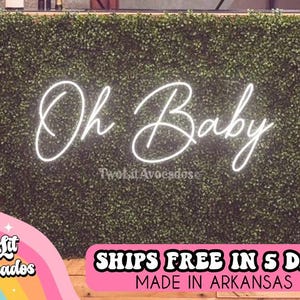 Oh Baby Neon Sign, Baby Shower Neon Sign, Neon Baby Shower Backdrop, Boho Baby Shower, Neon Baby Shower Decor, Modern Baby Shower Neon Sign